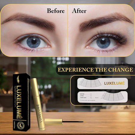 Eyelash Growth Serum for Thicker and Longer Looking Eyelashes, Advanced Lash Enhancing Serum for Natural Lashes & Brows with Eyelash Ruler, Vegan & Cruelty-Free