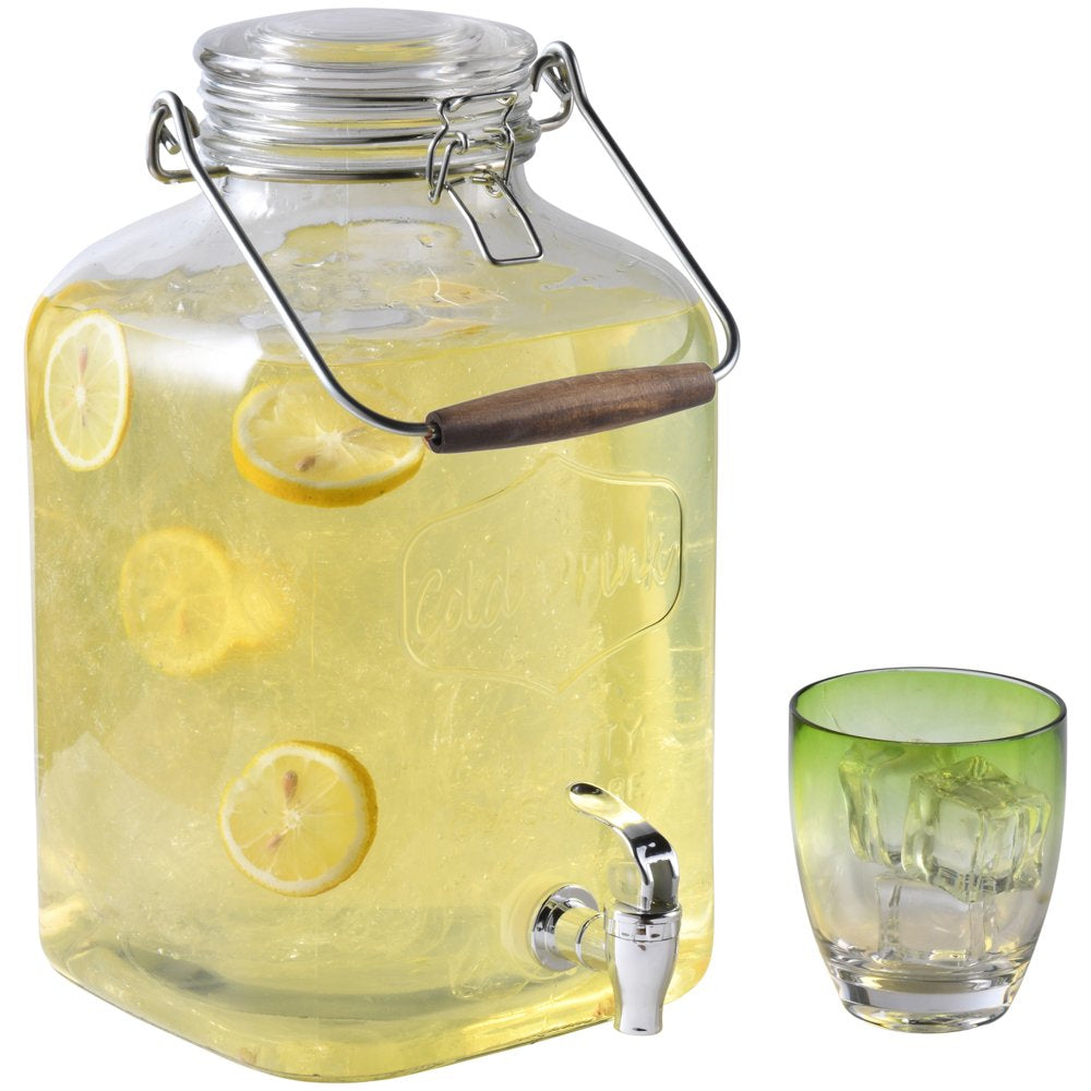 Glass 2-Gallon Beverage Dispenser with Glass Clamp Lid