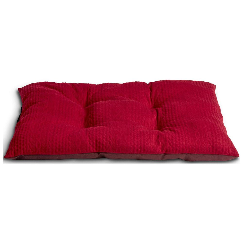 Tufted Pillow Large Dog Bed Gift Set, Red Knit & Black/White Buffalo Plaid