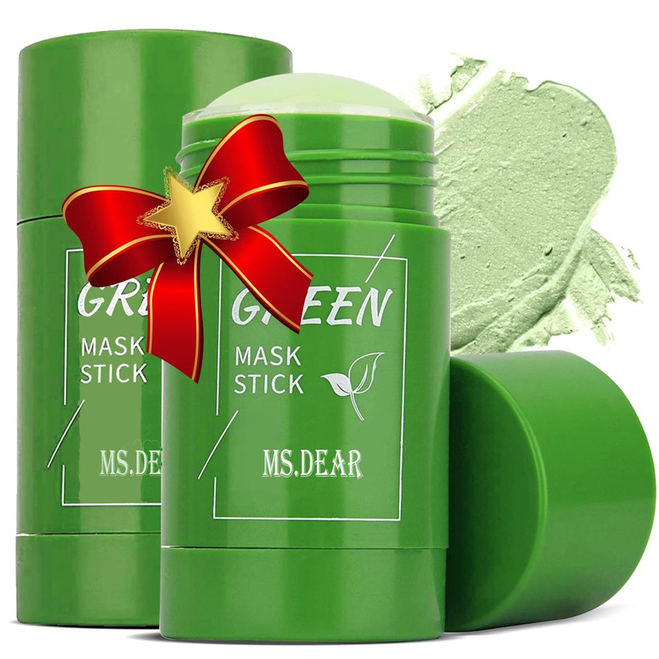 Green Tea Mask Stick, Green Tea Deep Cleanse Mask Stick for Blackheads & Face Moisturizing, Pore Cleansing, Skin Brightening, Removes Blackheads Green Mask Stick for All Skin Types (2 Pack)