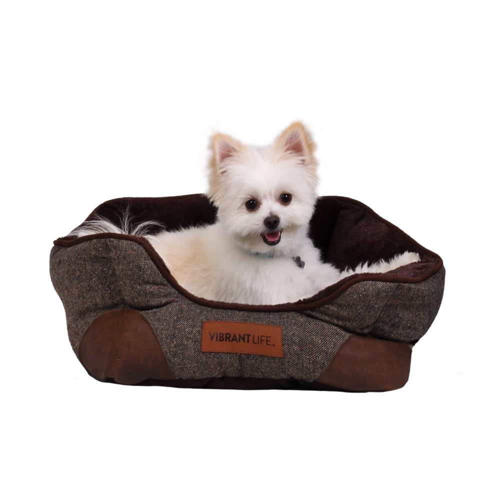 Small Cozy Cuddler-Style Dog & Cat Bed, Bed with High Walls, Brown