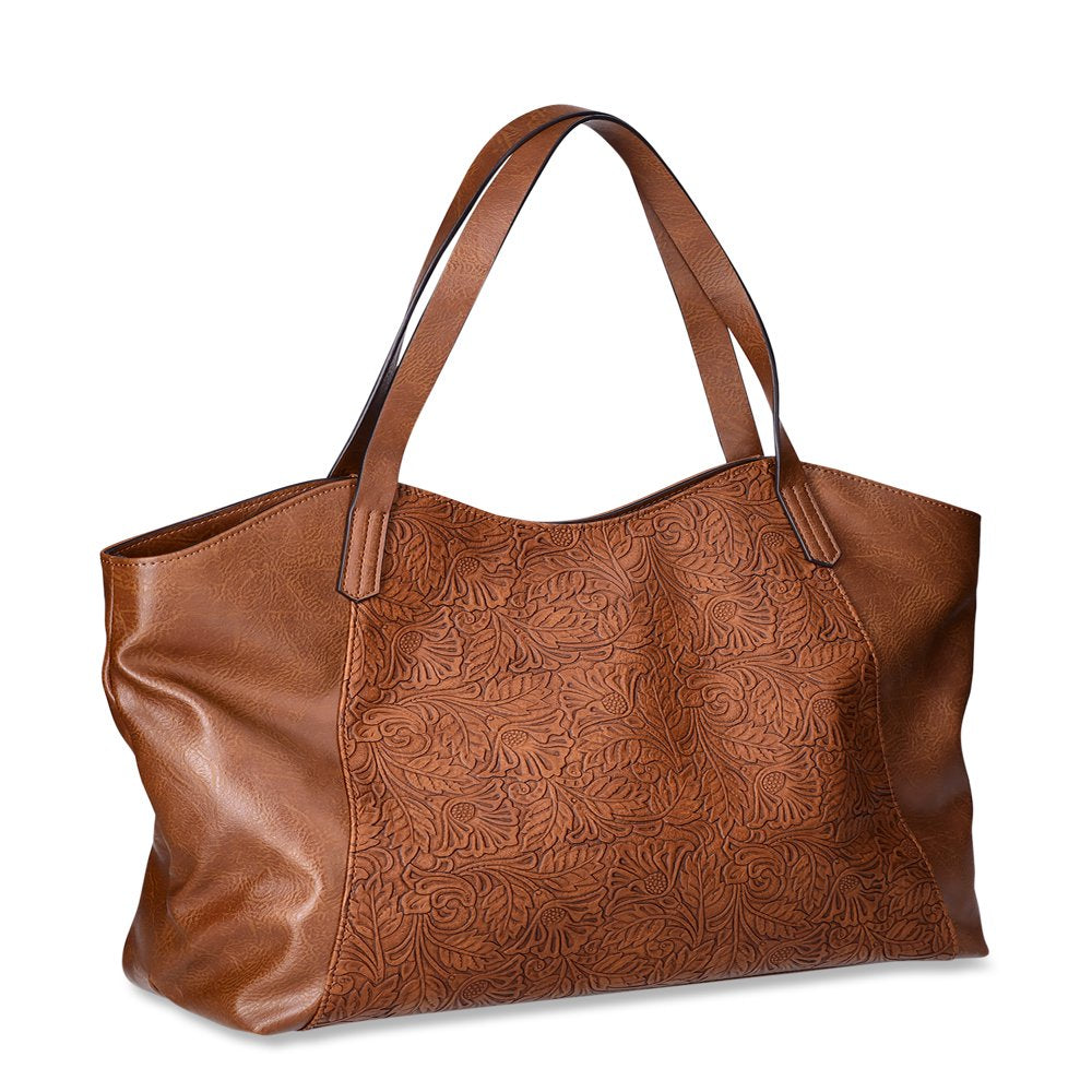 Tooled Scoop Tote Bag, Cognac, Women'S