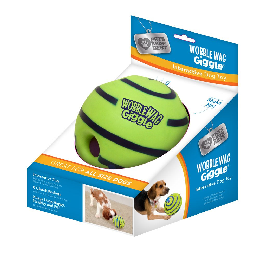 Wobble Wag Giggle Ball Dog Toy, Tear-Resistant, Green