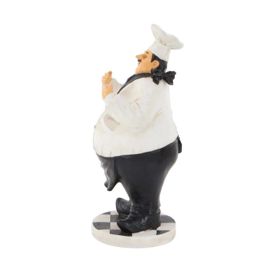 12" X 24" White Polystone Chef Sculpture with 2 Wine Holder Slots, by