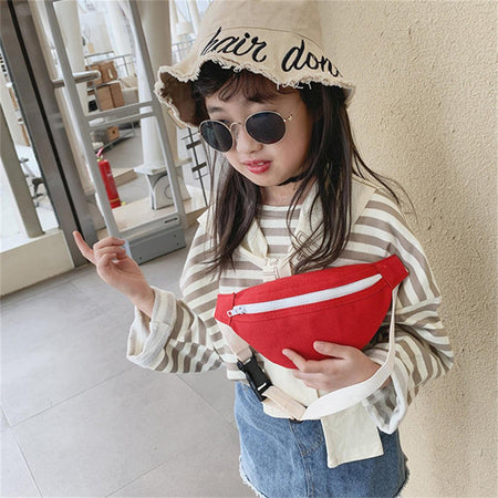 Children'S Mini Waist Bag Canvas Kids Fanny Pack Boys Girls Phone Wallet Chest Bags Baby Belt Bag Waist Packs