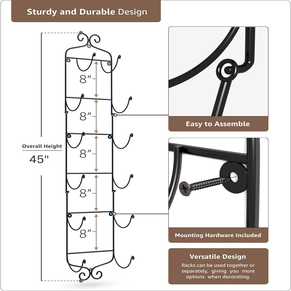 Wall Mount Wine Rack, Holds 6 Bottles