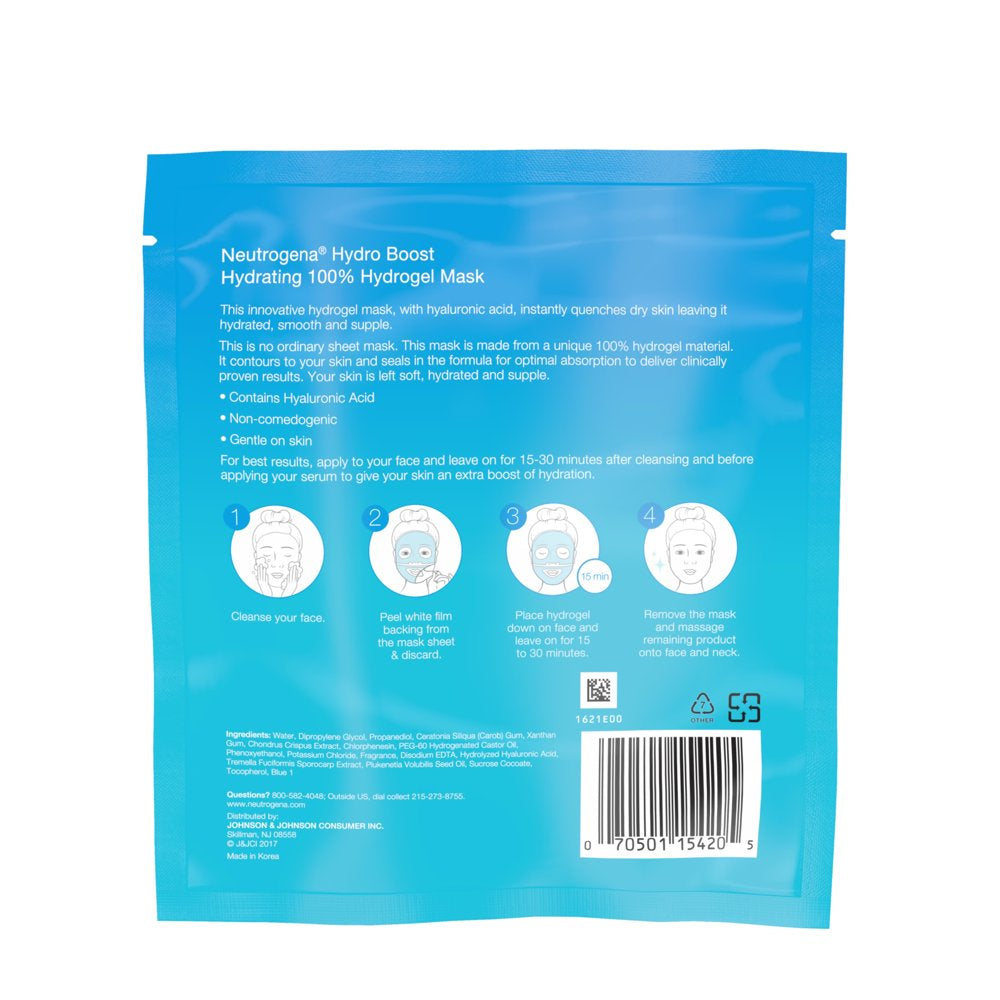 (4 Pack)  Moisturizing Hydro Boost Hydrating Face Mask, 1 Oz
