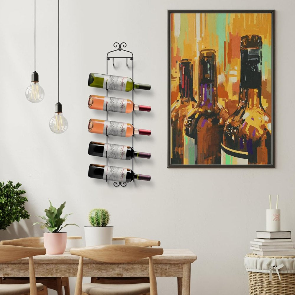 Wall Mount Wine Rack, Holds 6 Bottles