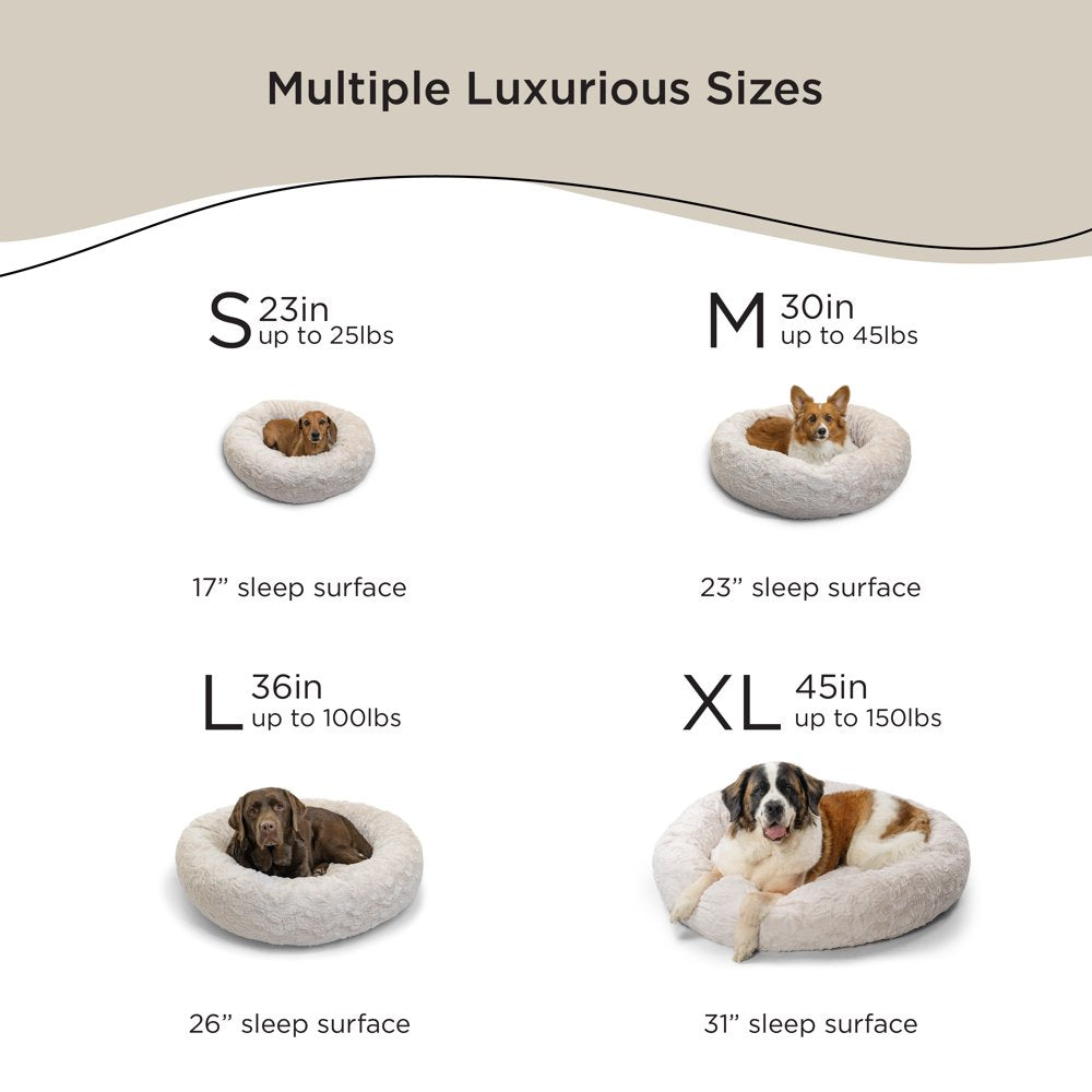 the Original Calming Donut Dog and Cat Bed in Lux Fur Dark Chocolate, Extra Large 45X45"