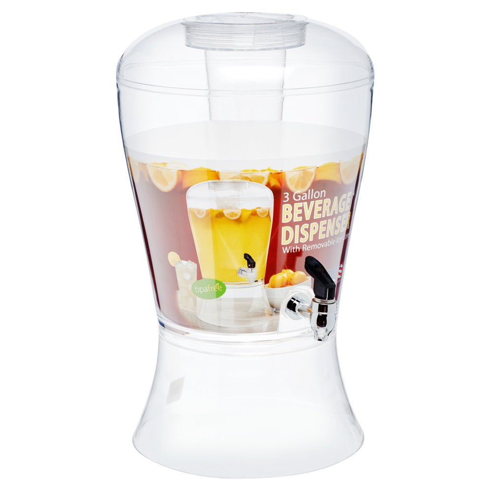 3 Gallon Clear Acrylic Beverage Dispenser with Ice Core