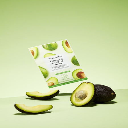 (4 Pack)  Ceramide Avocado Repair Sheet Mask, for All Skin Types, One Sheet Mask