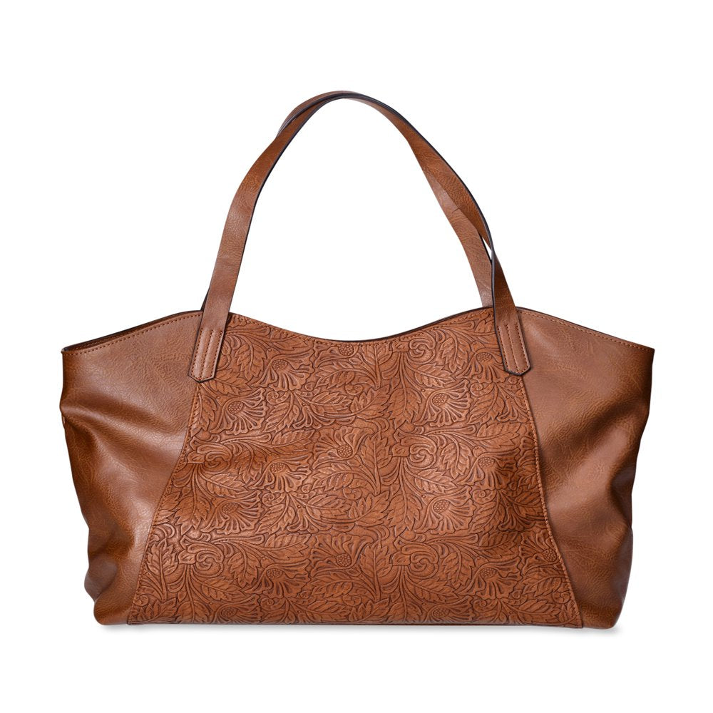 Tooled Scoop Tote Bag, Cognac, Women'S