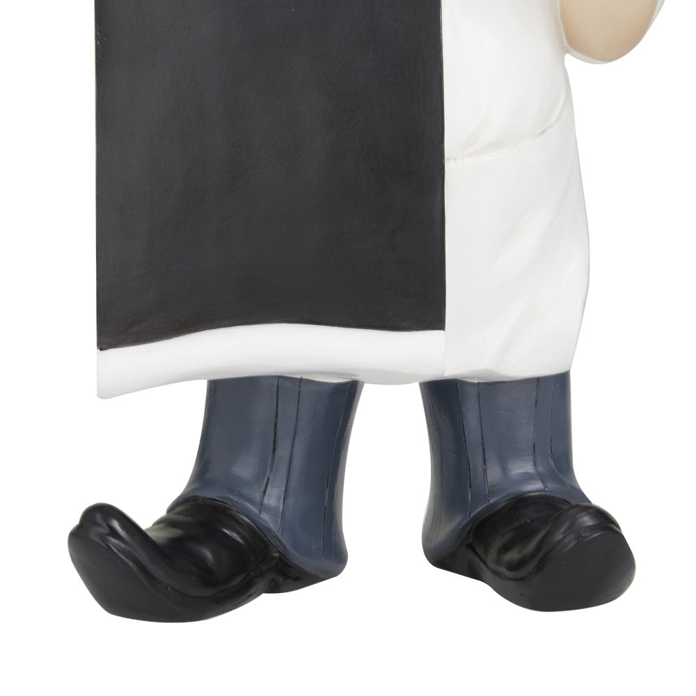 7" X 15" White Polystone Chef Sculpture with Chalkboard, by