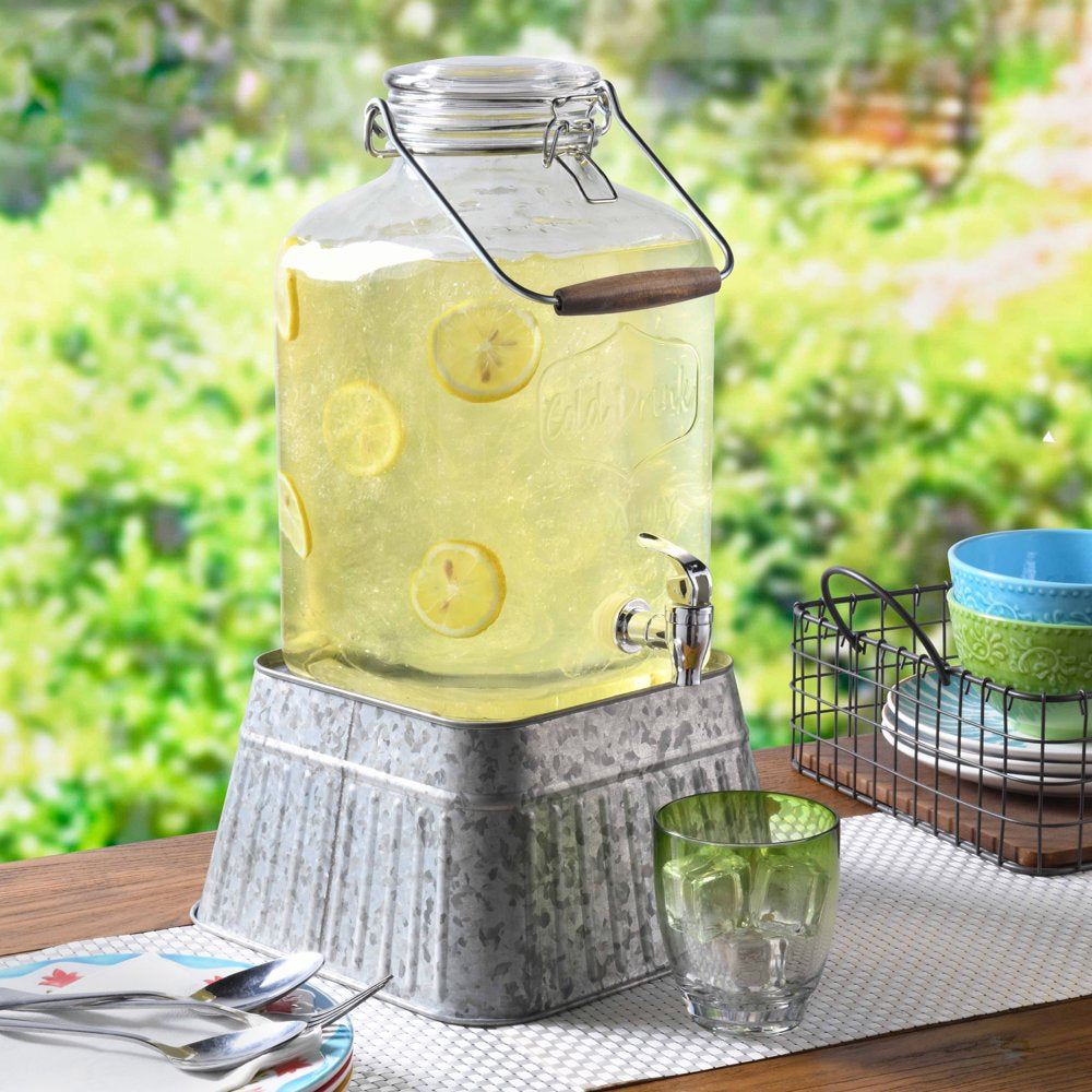 Glass 2-Gallon Beverage Dispenser with Glass Clamp Lid