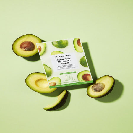 (4 Pack)  Ceramide Avocado Repair Sheet Mask, for All Skin Types, One Sheet Mask