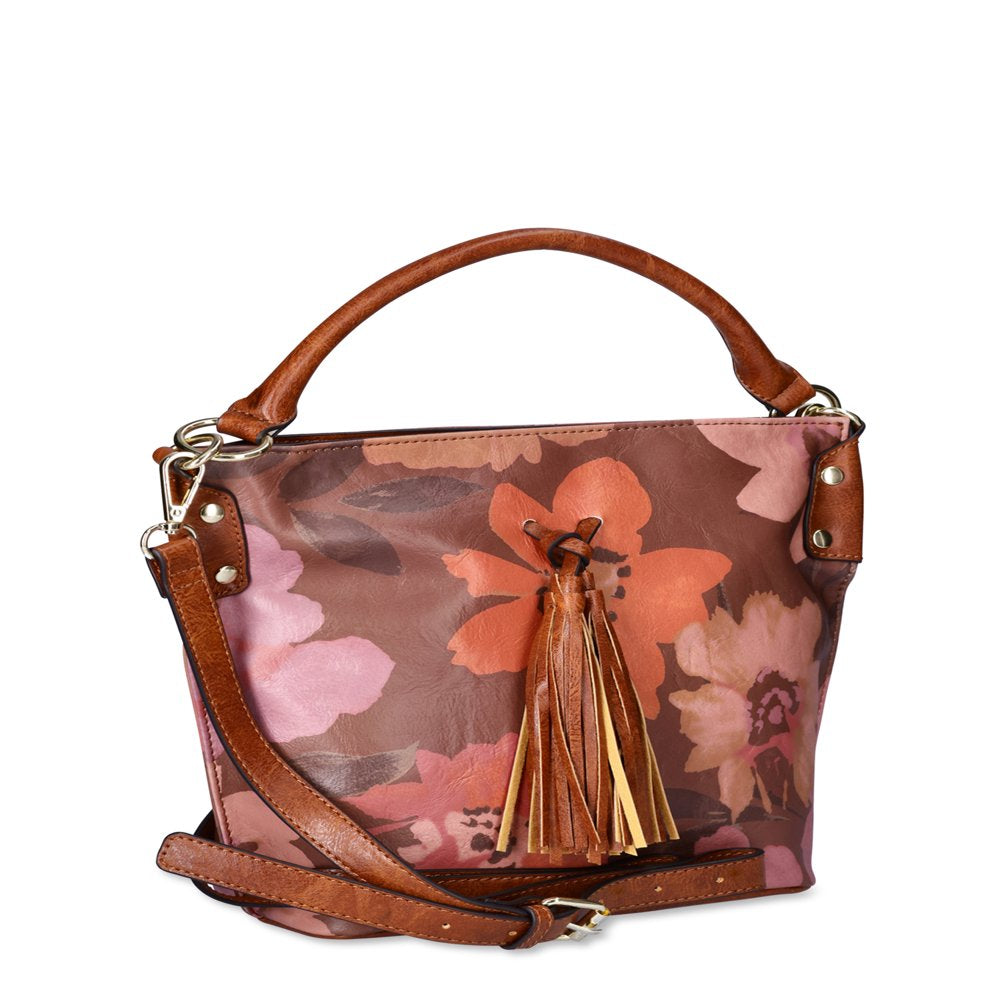 Floral Printed Bucket Crossbody Handbag, Women'S