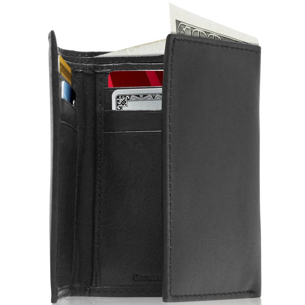 Genuine Leather Trifold Wallets for Men - Mens Trifold Wallet with ID Window Gifts for Men RFID Blocking