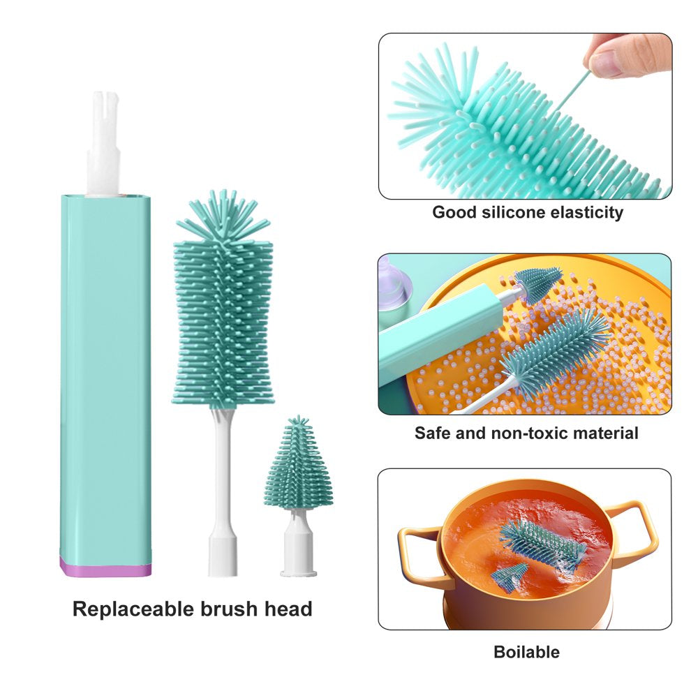 Electric Baby Bottle Brush Set with Rechargeable Electric Bottle Brush Cleaner and Replaceable Silicone Bottle Brushes and Straw Brush Cleaner, Waterproof Multi-Purpose Cleaning Brush