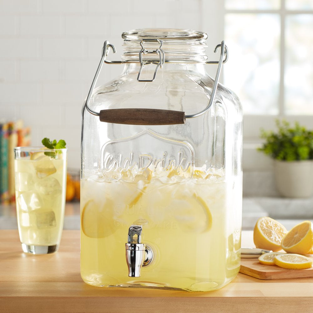 Glass 2-Gallon Beverage Dispenser with Glass Clamp Lid