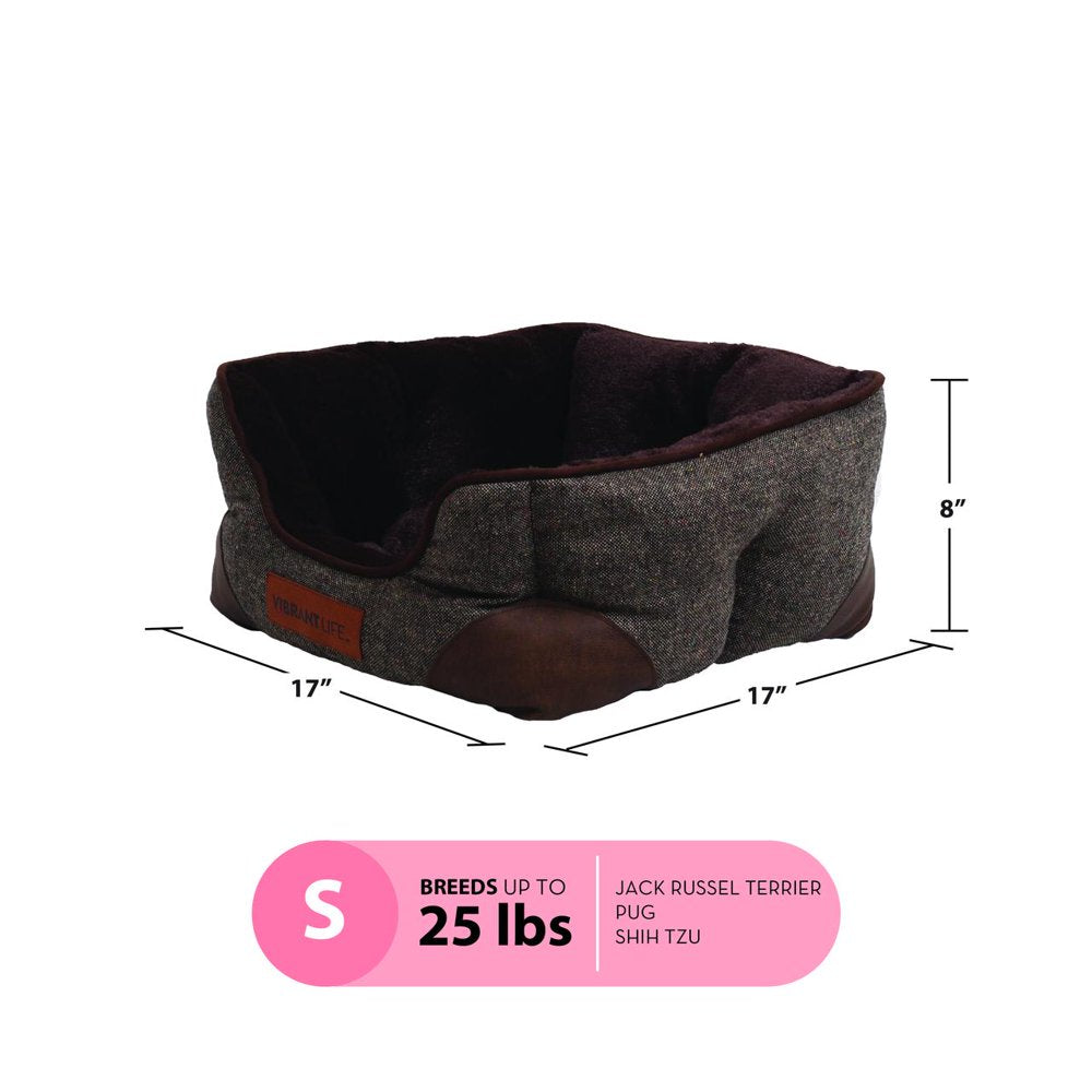 Small Cozy Cuddler-Style Dog & Cat Bed, Bed with High Walls, Brown