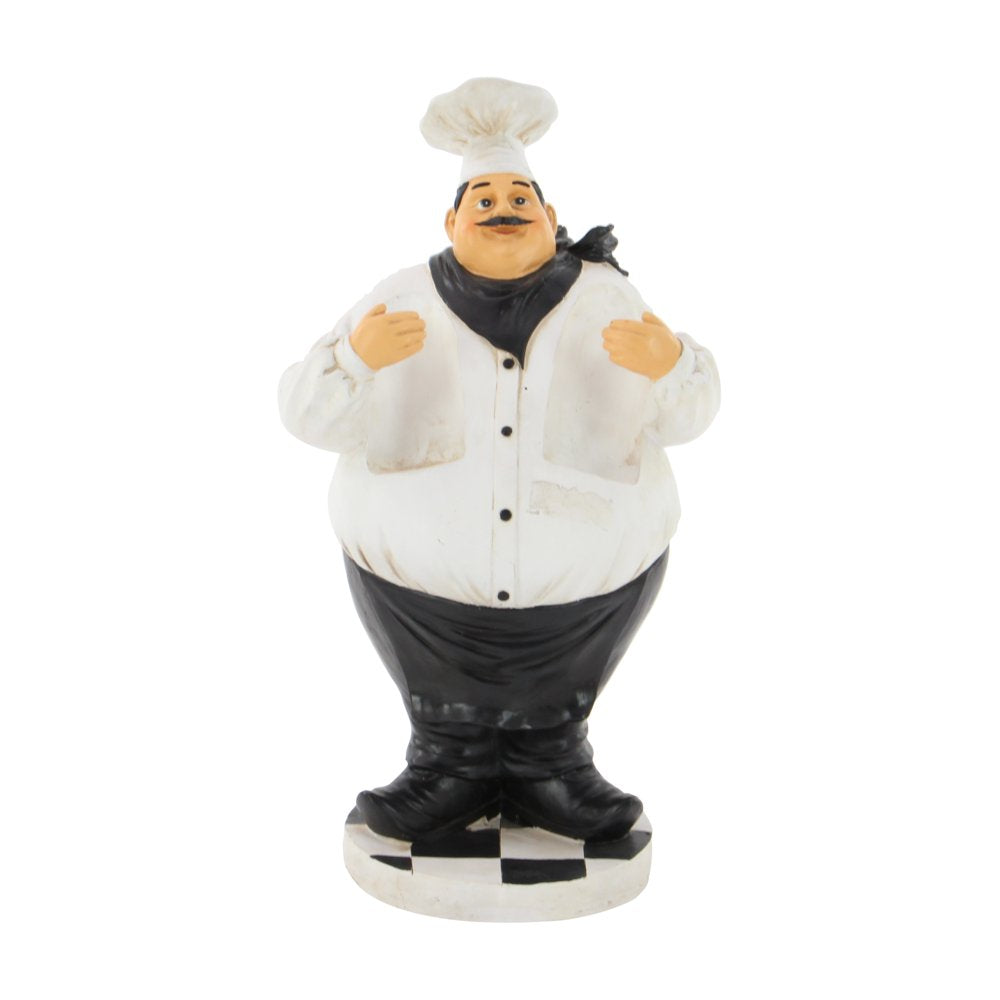 12" X 24" White Polystone Chef Sculpture with 2 Wine Holder Slots, by