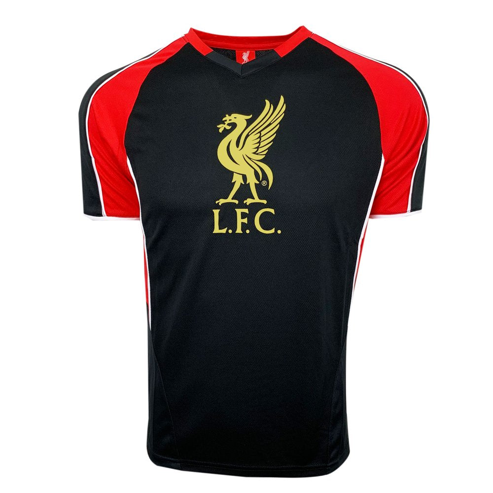 Liverpool Training Jersey for Adults and Kids, Black Licensed Liverpool Soccer Jersey (M)