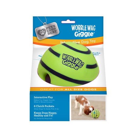 Wobble Wag Giggle Ball Dog Toy, Tear-Resistant, Green