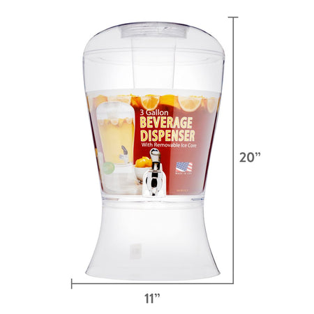 3 Gallon Clear Acrylic Beverage Dispenser with Ice Core