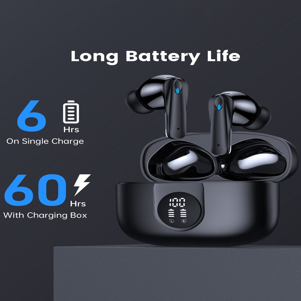 Wireless Earbuds, Bluetooth Headset 60 Hours of Battery Life with Noise Cancellation Clear Calls Built-In Microphone IPX7 Waterproof V5.3 Bluetooth Earbuds Stereo Earbuds for Sports and Work