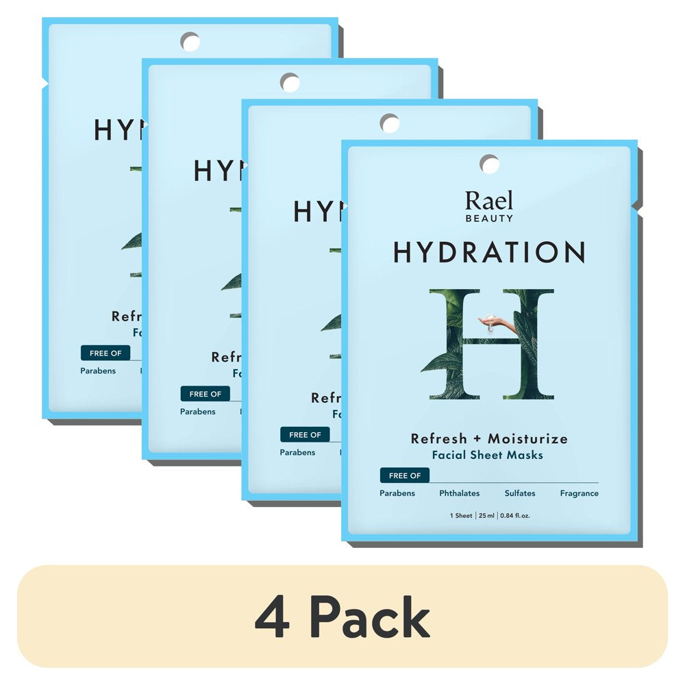 (4 Pack)  Beauty Hydration Facial Sheet Mask for Dry Skin, Refresh + Moisturize, 1 Ct