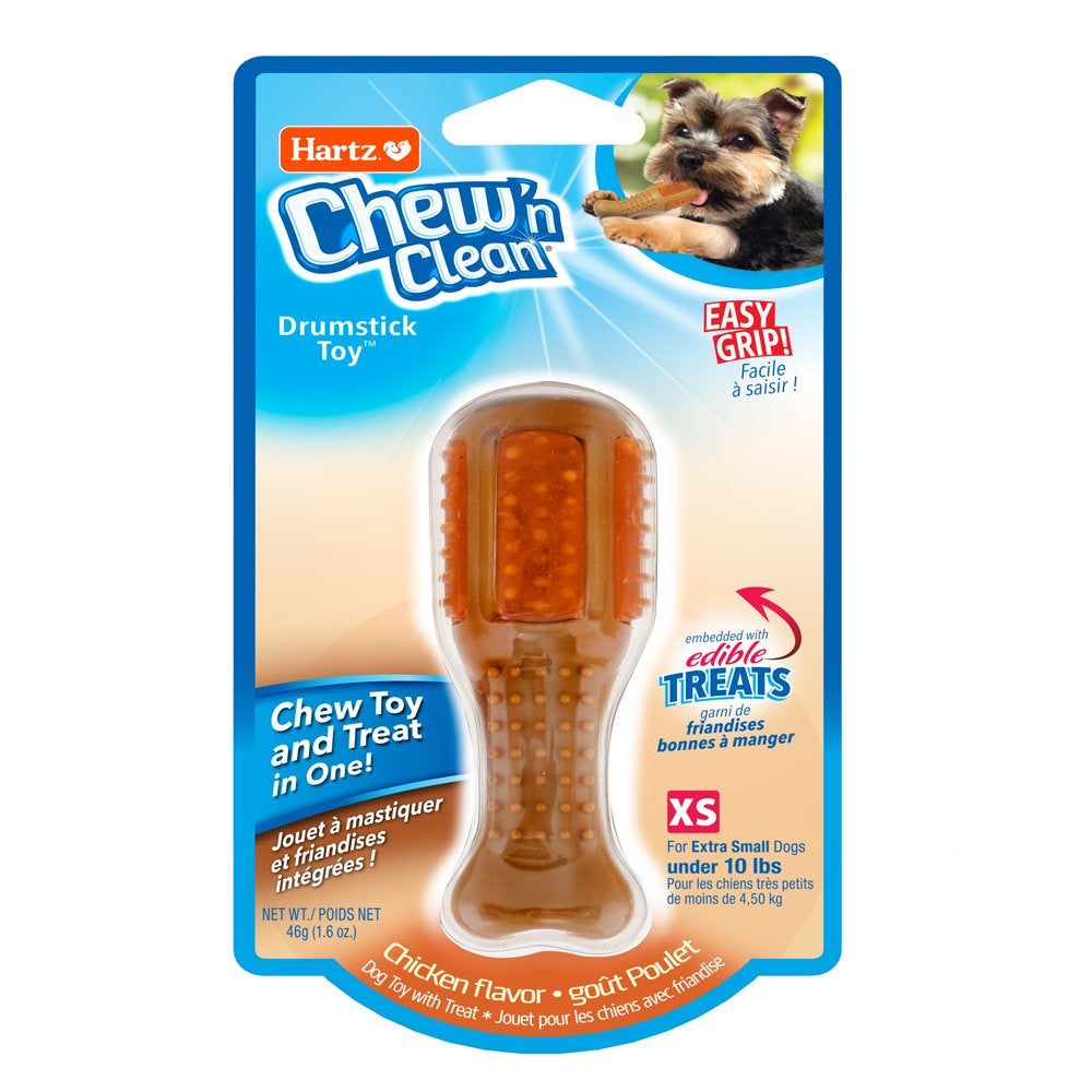 Chew ‘N Clean Drumstick Dog Chew Toy and Treat in One, Chicken Flavored Dog Toy for Moderate Chewers, Extra Small