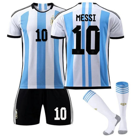 Argentina No.10 Messi Jersey (28 Yards), Argentina Soccer Jersey 2022, Messi Shirt Short Sleeve Football Kit, Kids/Adult Soccer Fans Gifts