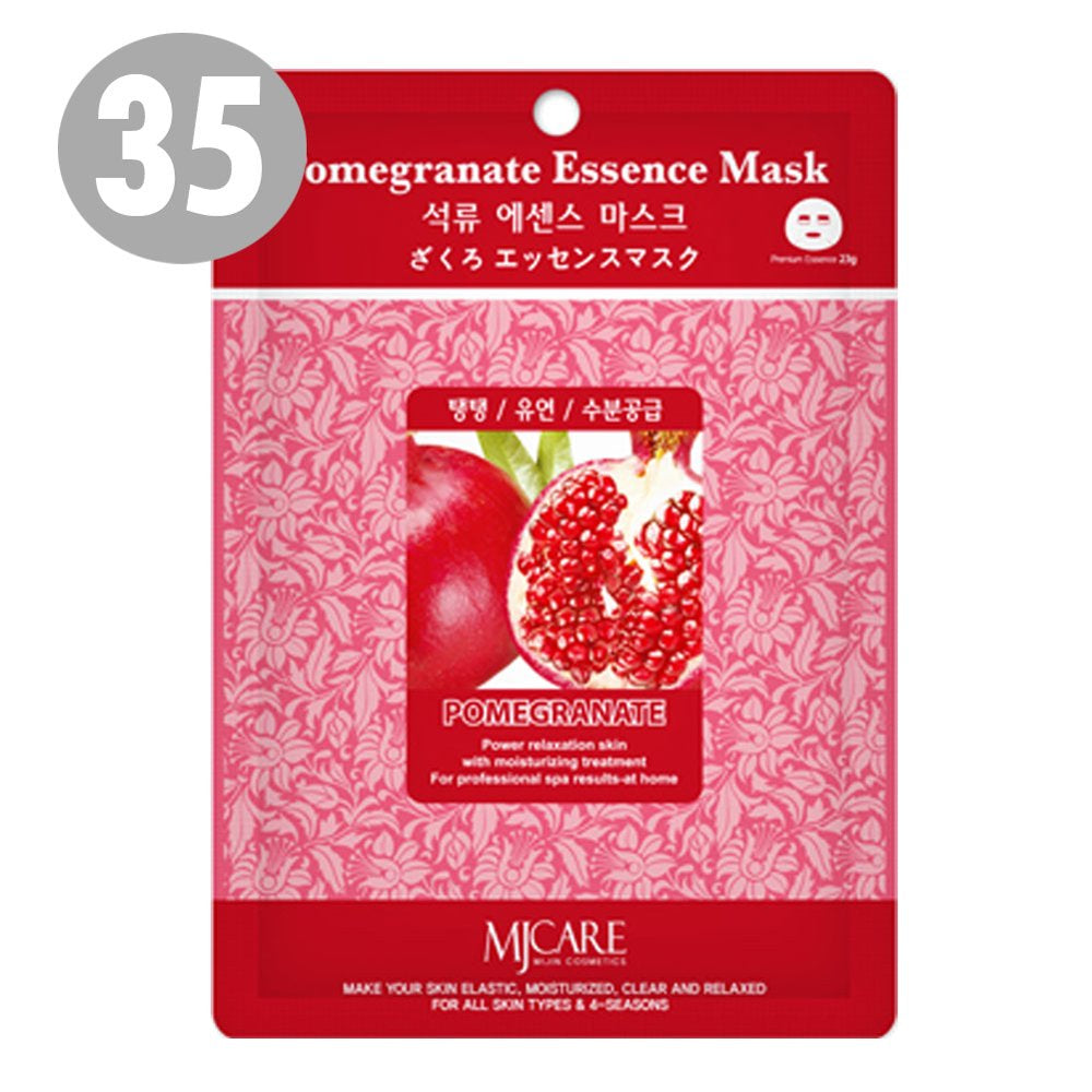 The Elixir Beauty Collagen Facial Mask Sheet Pack - Essence Face Mask with 35 Sheets - Pomegranate - Made in Korea