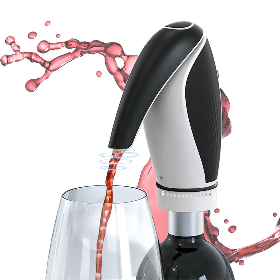 Electric Wine Aerator, Rechargeable Wine Dispenser Pump, Automatic Wine Pourer, Portable One Touch Wine Decanter and Dispenser for Travel,Gifts for Dad and Wine Lovers(Black White)