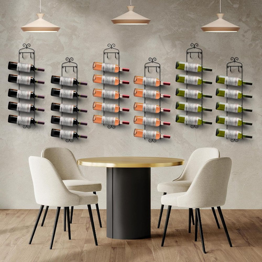 Wall Mount Wine Rack, Holds 6 Bottles