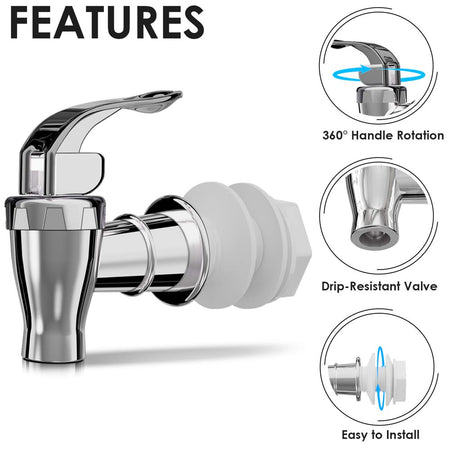 1 Pack Silver Beverage Dispenser Replacement Spigot, Push Style Spigot for Beverage