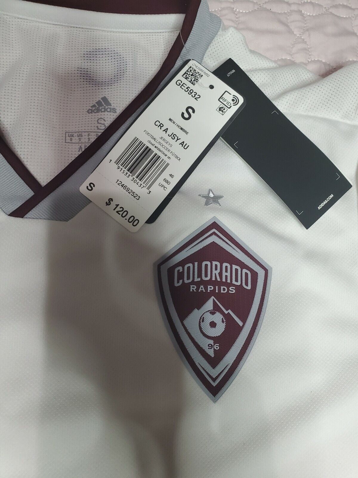 Adidas MLS Authentic Colorado Rapids Jersey Men'S Size S GE5932 White 2019 NWT