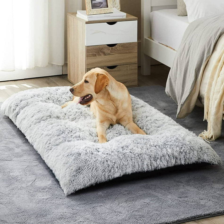 Large Dog Bed, Plush Dog Cage Bed Fluffy, Washable Dog Mat with Non-Slip Bottom for Large and Medium Dogs,35 X 23 Inch