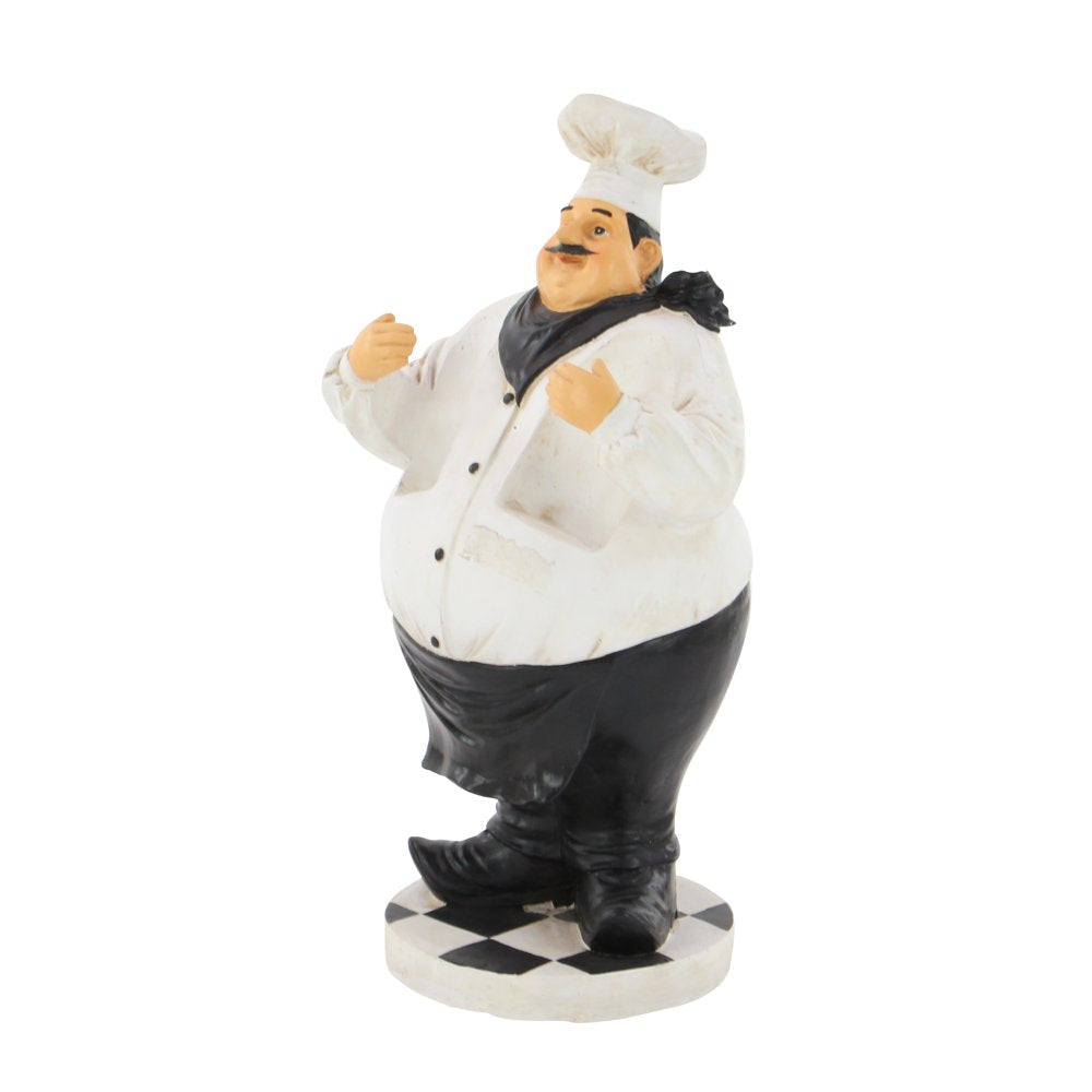 12" X 24" White Polystone Chef Sculpture with 2 Wine Holder Slots, by