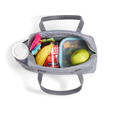 Fit + Fresh Laketown Lunch Bag, Large Lunch Tote, Reusable Insulated Lunch Bag for Work, Gray