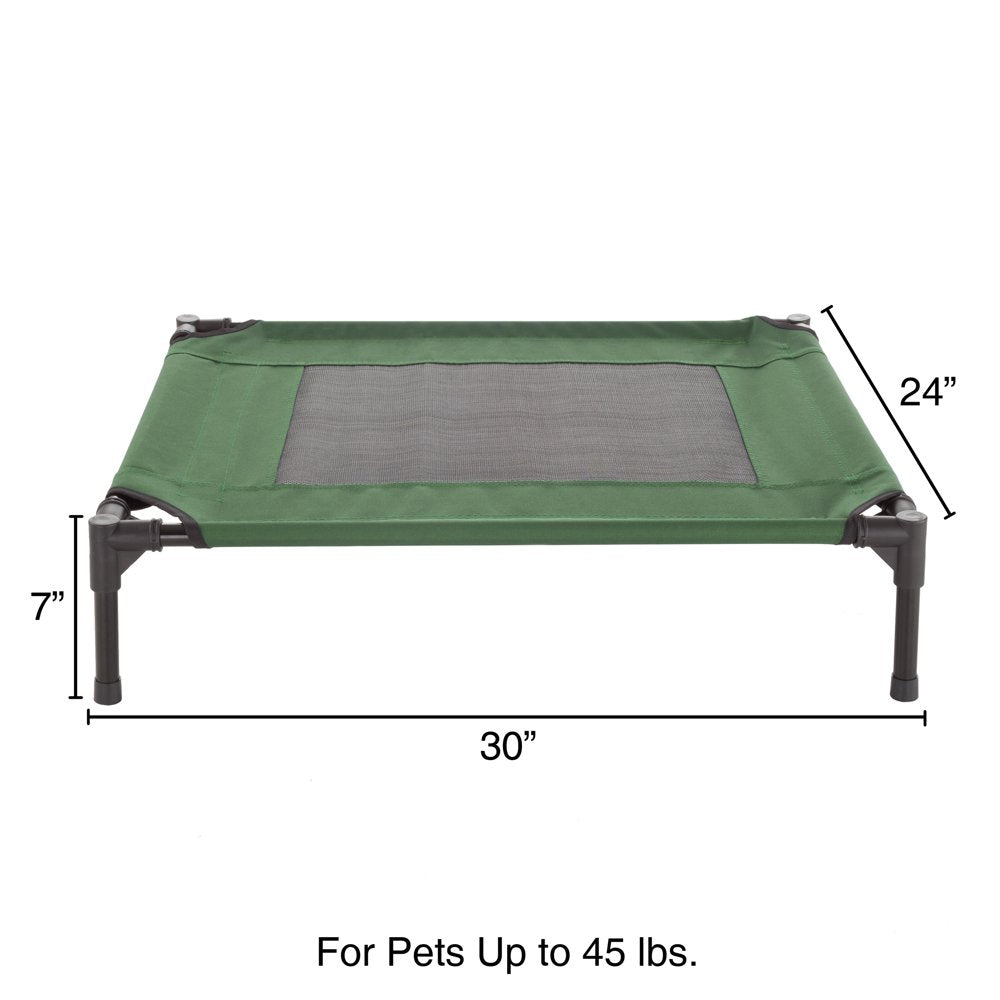 30X24 Portable Elevated Bed for Pets with Non-Slip Feet -Pets up to 50Lbs (Green)