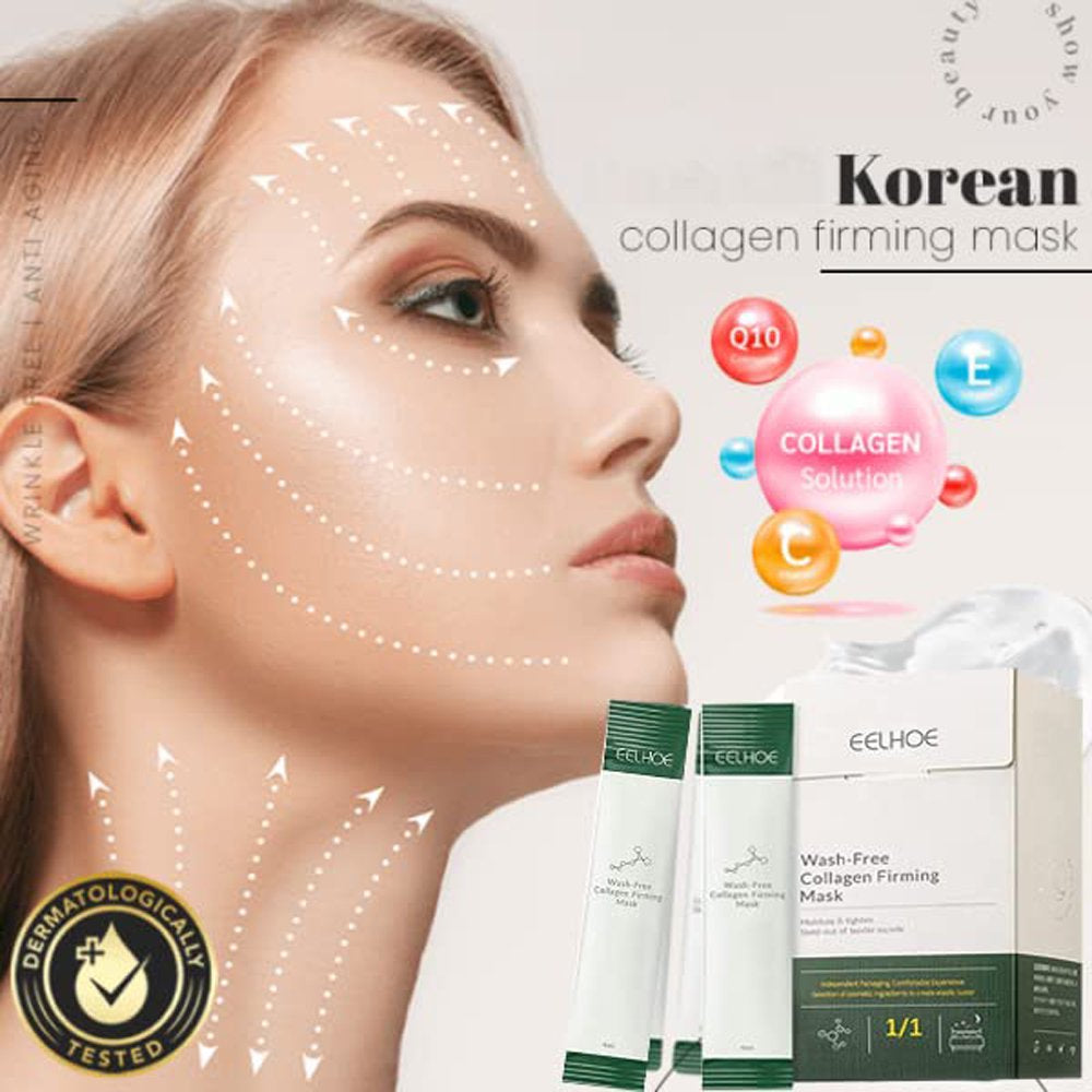 60Pcs Korean Collagen Firming Mask,Wash-Free Collagen Firming Sleeping Face Mask,Portable Sleeping Face Mask for Women & Men,Moisturizing, Hydrating