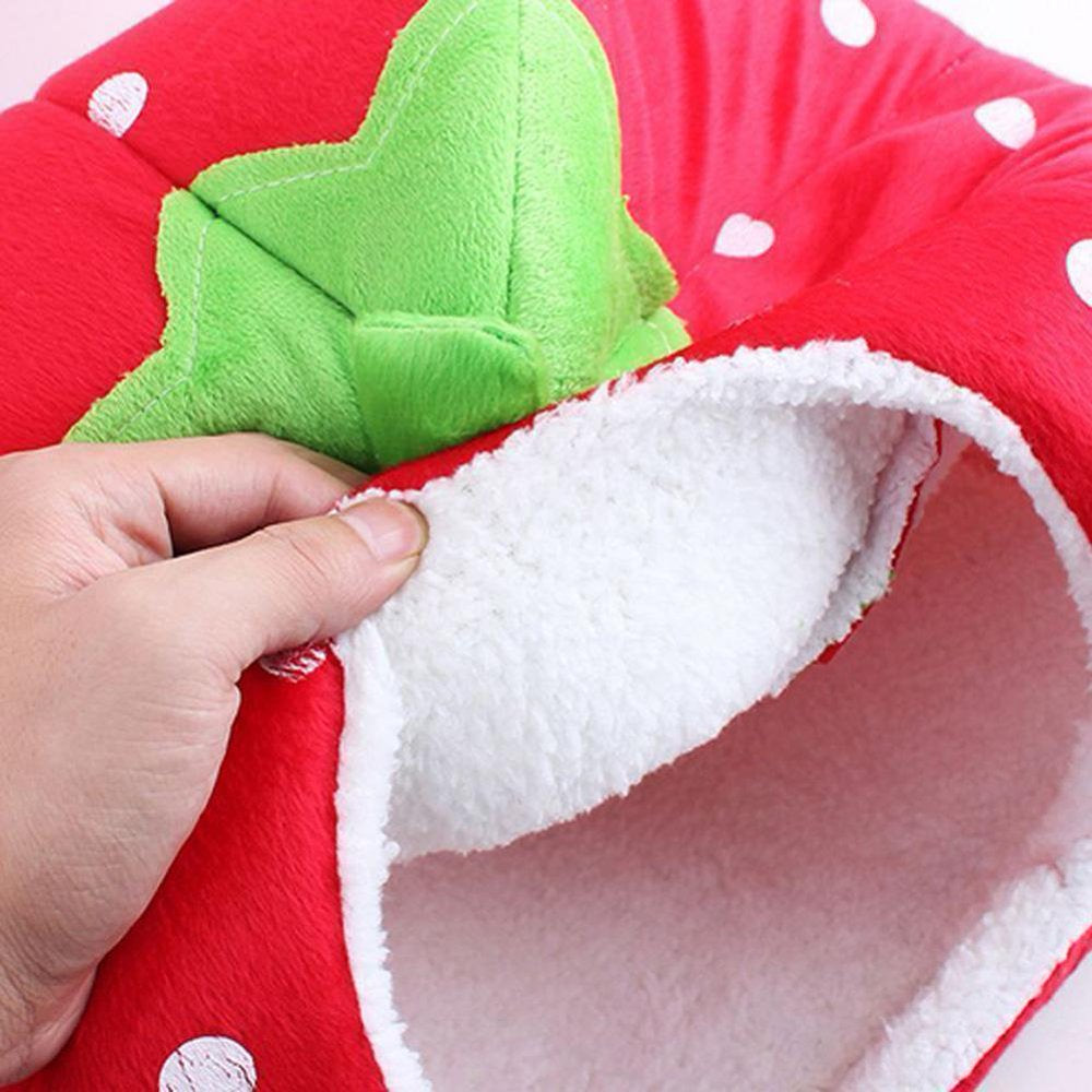 Strawberry Cat Cave Bed, Multi Size Plush Dog Cat Tent Bed House with Washable Pads for Small to Medium Cats and Dogs （Red L）