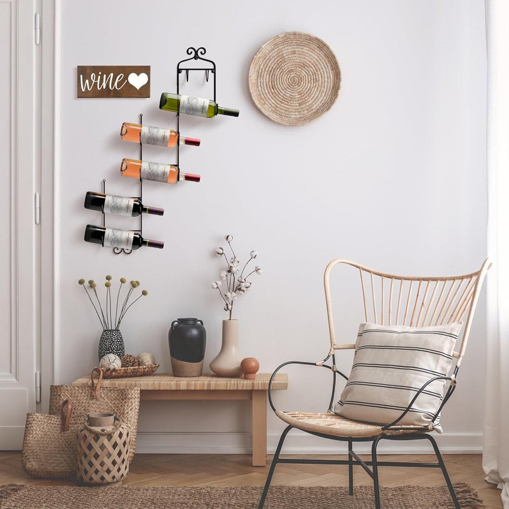 Wall Mount Wine Rack, Holds 6 Bottles