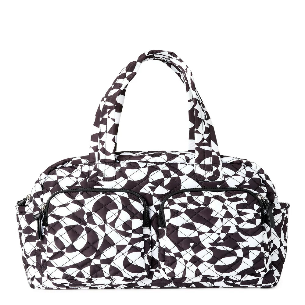 Women'S Double Pocket Weekender Black White Kaleidoscopic