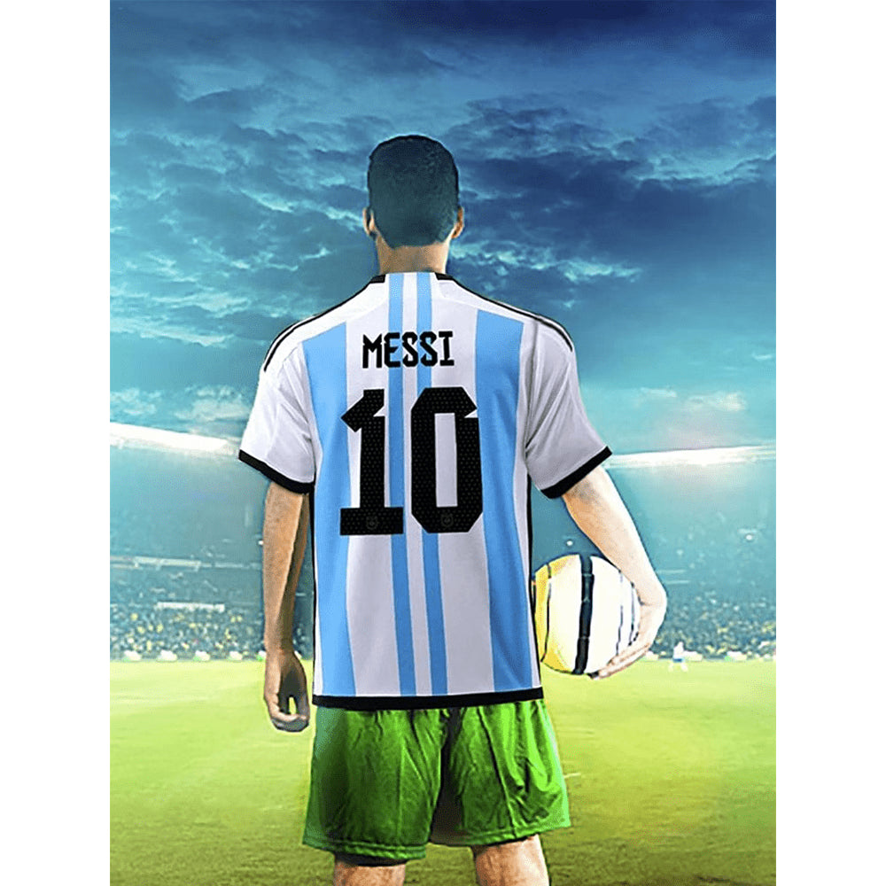 Argentina No.10 Messi Jersey (28 Yards), Argentina Soccer Jersey 2022, Messi Shirt Short Sleeve Football Kit, Kids/Adult Soccer Fans Gifts