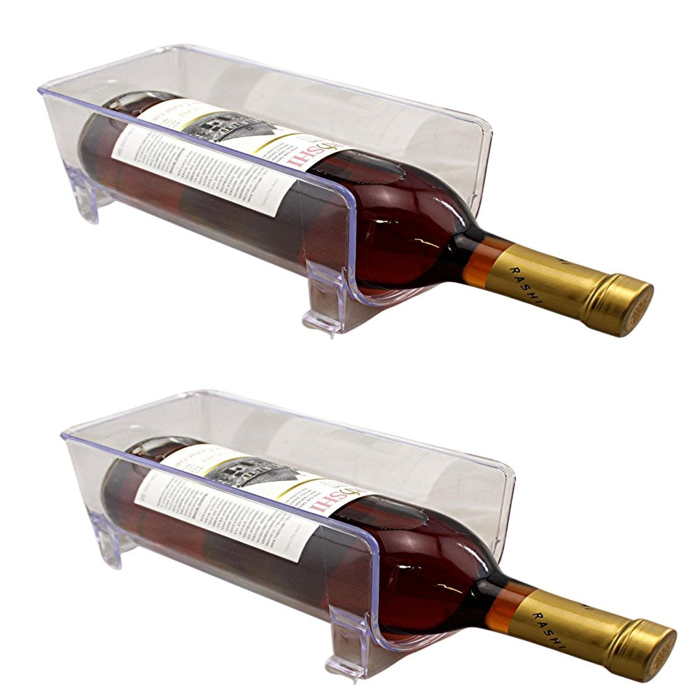 2 Pack Stackable Countertop Horizontal Fridge Freezer Wine Bottle Holder Home Dining Room Kitchen Storage BPA Free Plastic