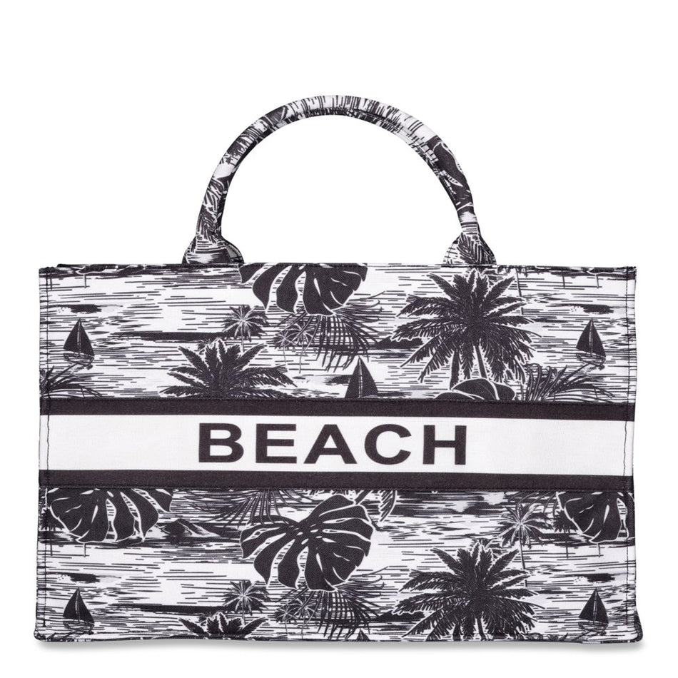 Women'S Beach Canvas Tote Bag, Black