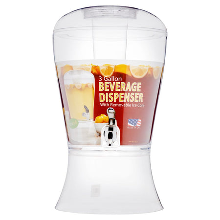 3 Gallon Clear Acrylic Beverage Dispenser with Ice Core