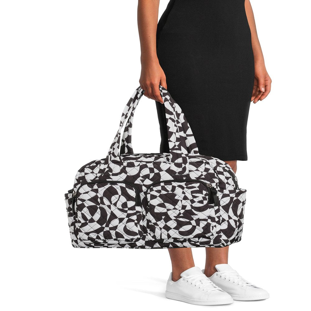 Women'S Double Pocket Weekender Black White Kaleidoscopic